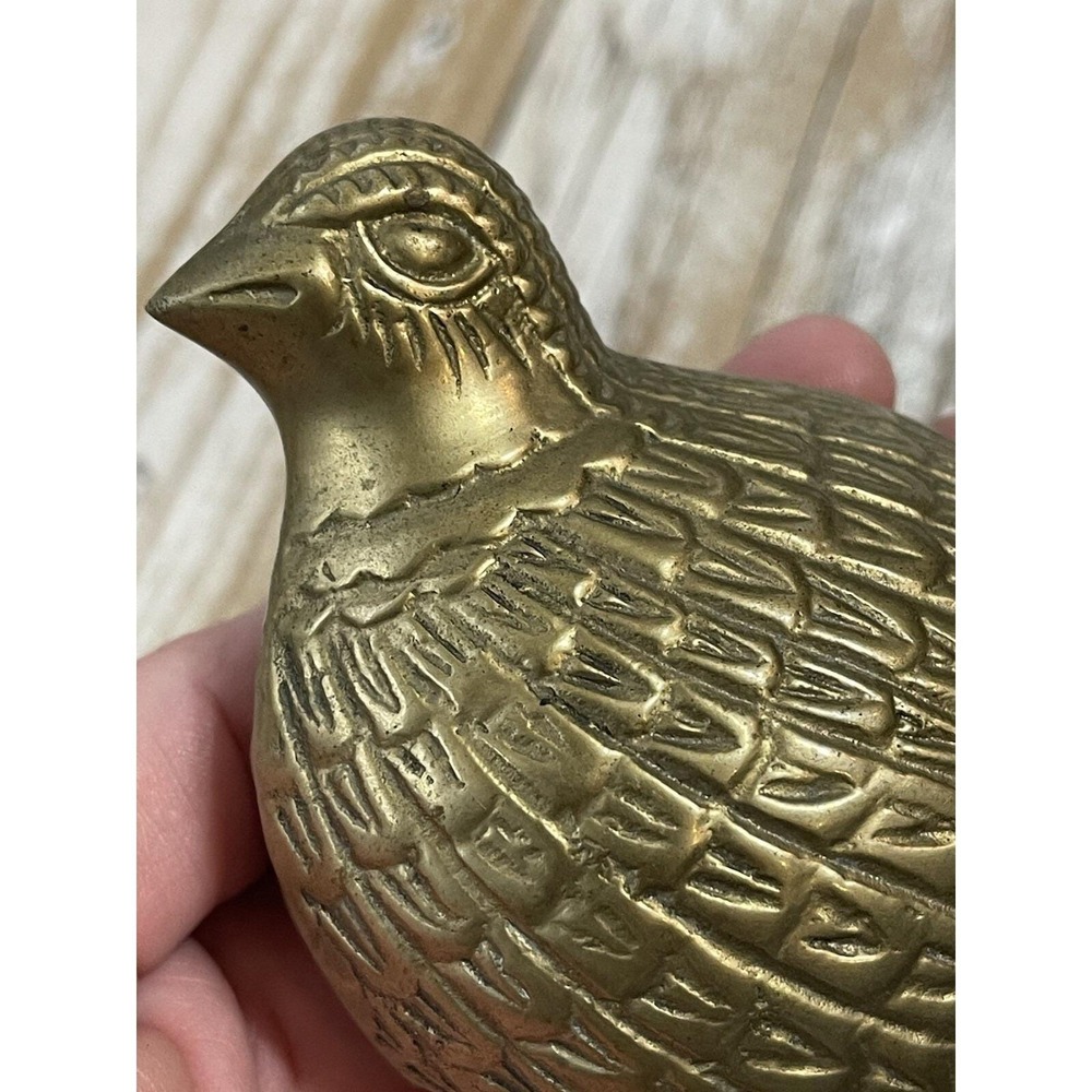 Vintage Solid Brass Quail Figurine‎ Mid Century Modern No Markings 3" Tall Heavy - Picture 7 of 8